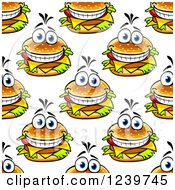 Poster, Art Print Of Seamless Background Pattern Of Happy Cheeseburgers