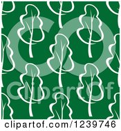 Clipart Of A Seamless Background Pattern Of White Trees On Green Royalty Free Vector Illustration