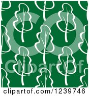 Poster, Art Print Of Seamless Background Pattern Of White Trees On Green