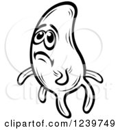 Clipart Of A Sad Black And White Amoeba Royalty Free Vector Illustration