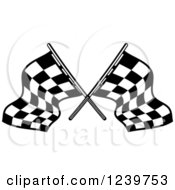 Poster, Art Print Of Black And White Crossed Racing Checkered Flags 2
