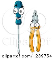 Clipart Of Happy Cartoon Hammer And Pliers Royalty Free Vector Illustration by Vector Tradition SM