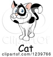 Clipart Of A Happy Cartoon Spotted Cat With Text Royalty Free Vector Illustration