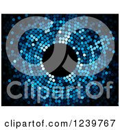 Clipart Of A Blue Dot Mosaic Circle On Black Royalty Free Vector Illustration