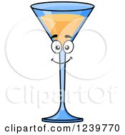 Clipart Of A Cartoon Happy Champagne Cocktail Royalty Free Vector Illustration