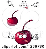 Clipart Of A Cartoon Happy Cherry Royalty Free Vector Illustration
