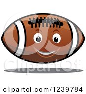 Clipart Of A Cartoon Happy American Football Royalty Free Vector Illustration