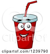 Clipart Of A Cartoon Happy Fountain Soda Royalty Free Vector Illustration