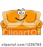 Clipart Of A Happy Cartoon Couch Royalty Free Vector Illustration