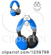 Clipart Of A Happy Cartoon Headphones Royalty Free Vector Illustration