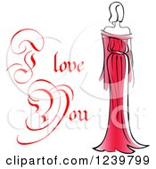 Poster, Art Print Of Red I Love You Text With A Woman In A Red Dress 2