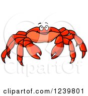 Clipart Of A Cartoon Happy Crab Royalty Free Vector Illustration