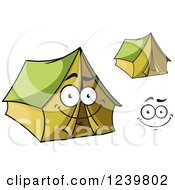 Clipart Of A Happy Cartoon Green Tent Royalty Free Vector Illustration
