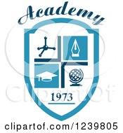 Poster, Art Print Of Blue 1973 Academy Shield With Science And Education Icons