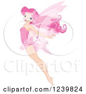 Poster, Art Print Of Pink Fairy Flying With Her Legs And Arms Stretched Behind