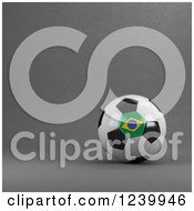 Poster, Art Print Of 3d Brazilian Soccer Ball Over Gray