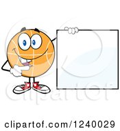 Poster, Art Print Of Basketball Mascot Holding And Pointing To A Blank Sign