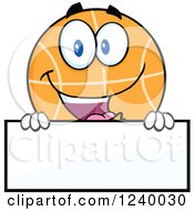 Poster, Art Print Of Basketball Mascot Over A Blank Sign