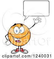 Poster, Art Print Of Talking Basketball Mascot Waving