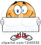 Poster, Art Print Of Basketball Mascot Holding A Blank Sign