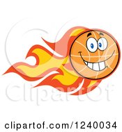 Clipart Of A Basketball Mascot With Fire Royalty Free Vector Illustration by Hit Toon