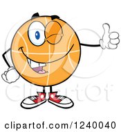 Poster, Art Print Of Basketball Mascot Winking And Holding A Thumb Up