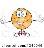 Clipart Of A Basketball Mascot Giving Two Thumbs Up Royalty Free Vector Illustration by Hit Toon
