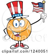 Clipart Of A Basketball Mascot Uncle Sam With A Flag Royalty Free Vector Illustration