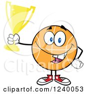 Poster, Art Print Of Basketball Mascot Champion Holding A Trophy Cup