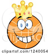 Clipart Of A Basketball Mascot Wearing A Crown Royalty Free Vector Illustration