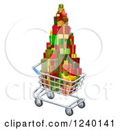 Poster, Art Print Of 3d Shopping Cart With Christmas Presents