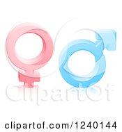 Clipart Of 3d Male And Female Gender Symbols And Reflections Royalty Free Vector Illustration by AtStockIllustration