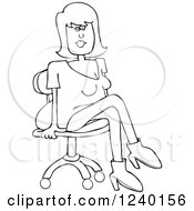 Clipart Of A Black And White Woman Sitting In A Chair Royalty Free Vector Illustration