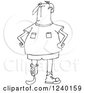Clipart Of A Black And White Blade Runner Man With An Artificial Prosthetic Leg Royalty Free Vector Illustration