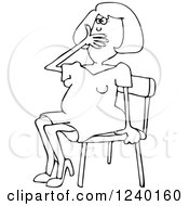 Clipart Of A Black And White Woman Gasping And Sitting In A Chair Royalty Free Vector Illustration