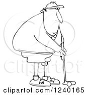 Black And White Golfing Man With An Artificial Prosthetic Leg