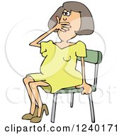 Clipart Of A Caucasian Woman Gasping And Sitting In A Chair Royalty Free Vector Illustration