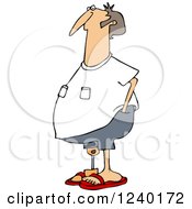 Clipart Of A Chubby Causal Caucasian Man With An Artificial Prosthetic Leg Royalty Free Vector Illustration