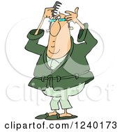 Clipart Of A Caucasian Man Combing His Last Hair On His Balding Head Royalty Free Vector Illustration by djart
