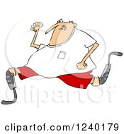 Clipart Of A Caucasian Man Running With An Artificial Prosthetic Leg Royalty Free Vector Illustration