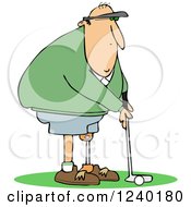 Clipart Of A Golfing Caucasian Man With An Artificial Prosthetic Leg Royalty Free Vector Illustration