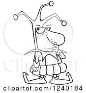 Clipart Of A Black And White Bad Joker Man Thinking Royalty Free Vector Illustration