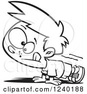 Clipart Of A Black And White Boy Doing Pushups Royalty Free Vector Illustration
