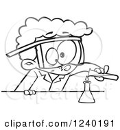 Clipart Of A Black And White Boy Scientist Pouring Chemicals Into A Beaker Royalty Free Vector Illustration