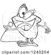 Clipart Of A Black And White Karaoke Frog Singing Royalty Free Vector Illustration by toonaday