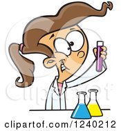 Clipart Of A Happy Caucasian Girl Doing A Science Experiment Royalty Free Vector Illustration by toonaday