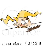 Clipart Of A Thinking Blond Girl Playing A Game Of Scrabble Royalty Free Vector Illustration