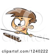 Clipart Of A Thinking Caucasian Boy Playing A Game Of Scrabble Royalty Free Vector Illustration