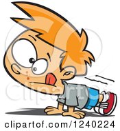 Clipart Of A Red Haired Caucasian Boy Doing Pushups Royalty Free Vector Illustration
