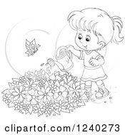 Poster, Art Print Of Happy Black And White Girl Watering A Garden